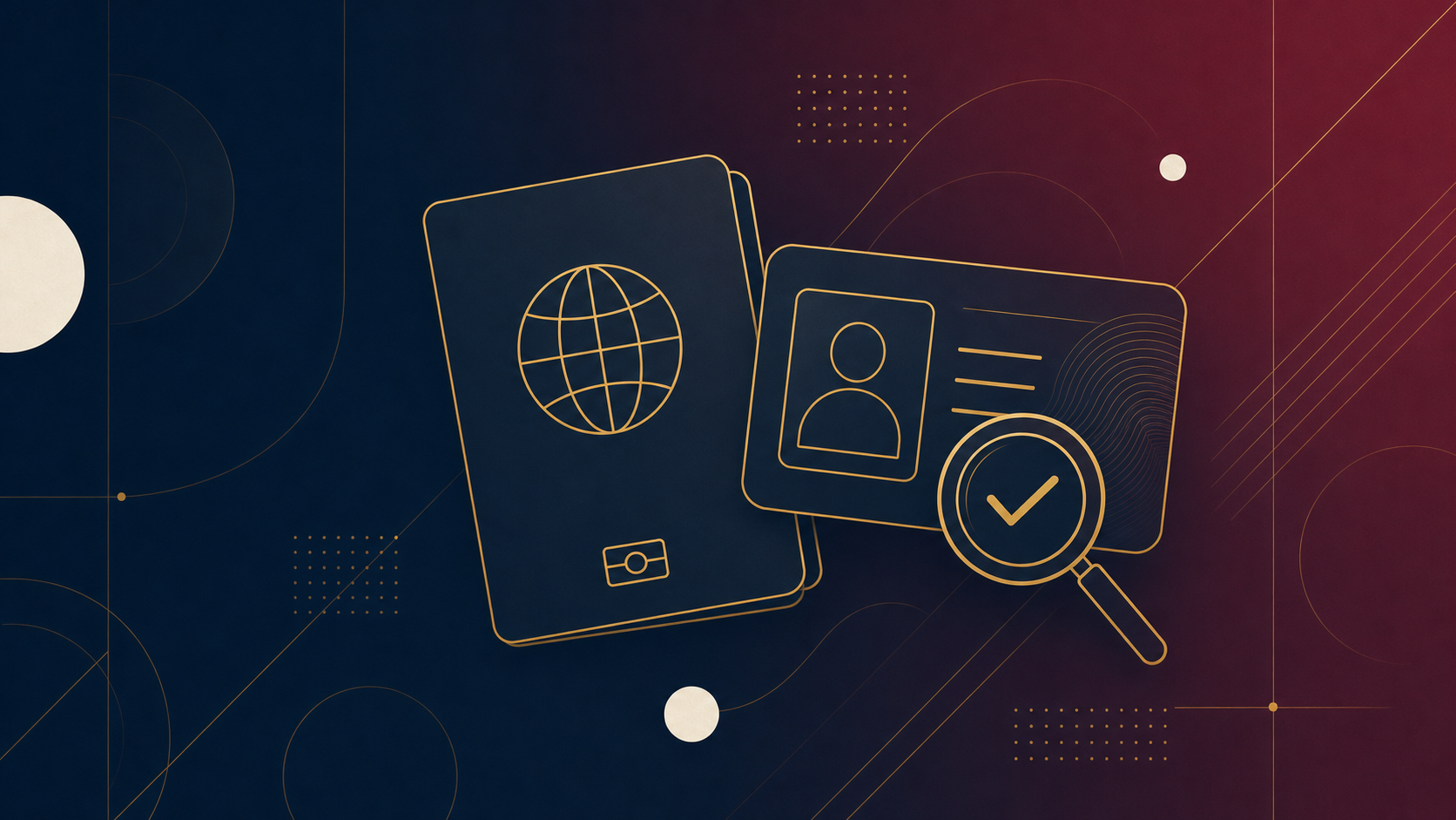 Abstract illustration of identity documents representing accepted document types for verification