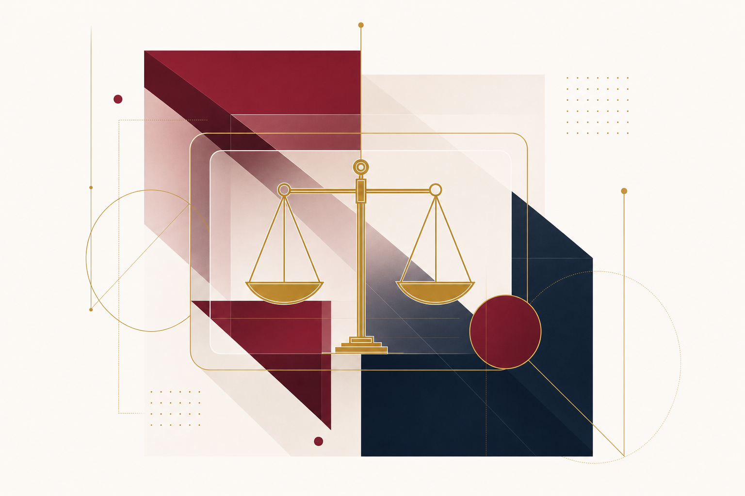 Abstract illustration of scales of justice representing penalties for non-compliance with identity verification